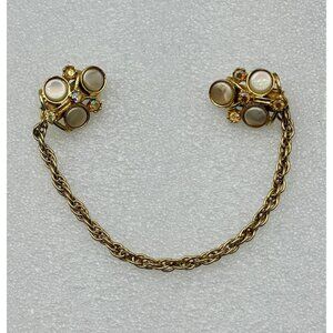 1950s AB Rhinestone - Abalone Sweater Guard Clips Grips-Estate Find